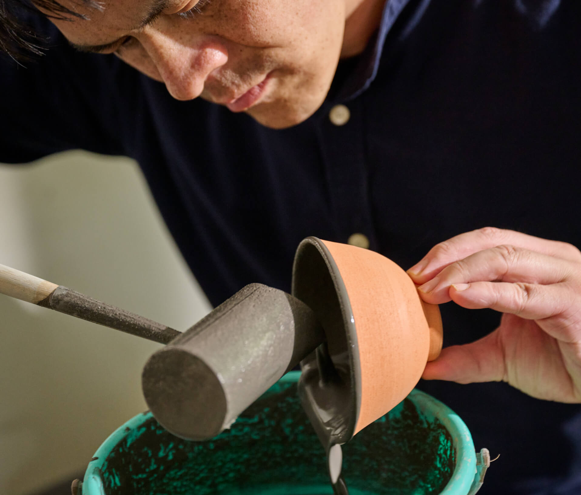 Photo of He developed a custom glaze